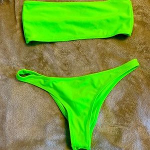 White fox swim neon green bikini
